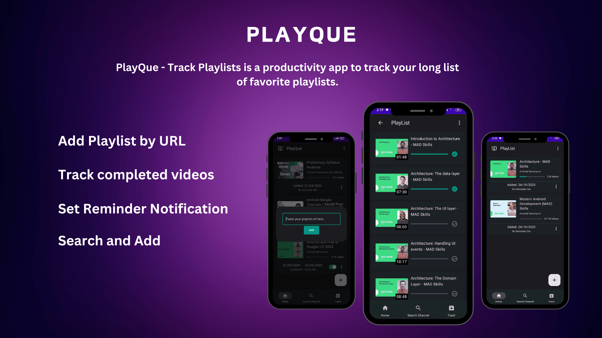 PlayQue - Track Playlists